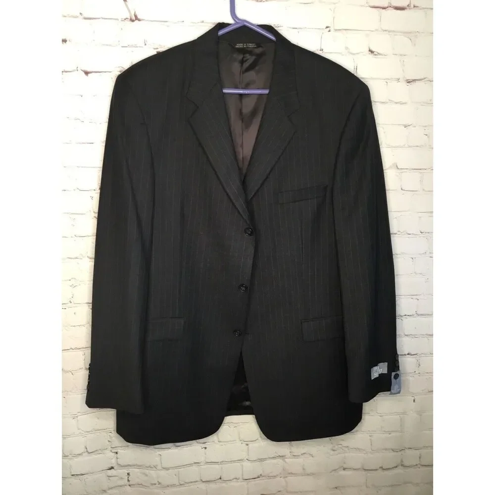 STAFFORD Executive - MEN'S BLACK WOOL BLEND‎ BLAZER JACKET SPORT COAT - SIZE 44L